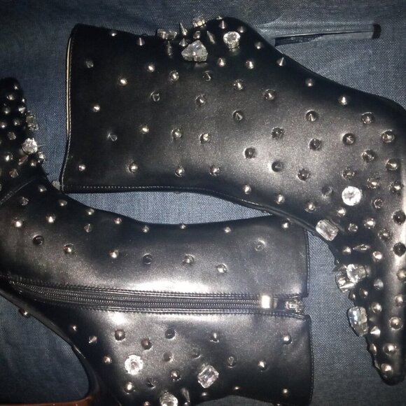 AZALEA WANG " NOTHING BUT GEMS " BLACK STILETTO BOOTIE( BRAND NEW !!!!!!!!!!!!!! - Picture 7 of 8
